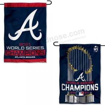 Bandera de jardín de doble cara de los Bravos de Atlanta 2021 campeones de la Serie Mundial