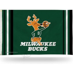 benutzerdefinierte hochwertige NBA Milwaukee Bucks Retro 3 'x 5' (1969-1993 Logo) Banner Flagge - einseitig - Innen oder Außen - Wohnkultur