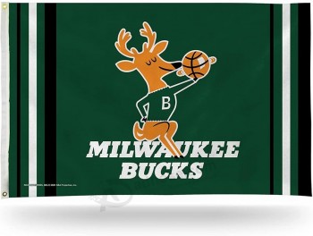 benutzerdefinierte hochwertige NBA Milwaukee Bucks Retro 3 'x 5' (1969-1993 Logo) Banner Flagge - einseitig - Innen oder Außen - Wohnkultur