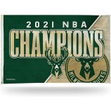 NBA Milwaukee Bucks 2021 Basketball Champions Drapeau de bannière unilatérale de 3 pieds par 5 pieds avec œillets