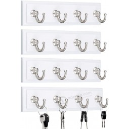 4 pezzi chiave Rail 4 ganci Key Organizer Hook Rail Portachiavi autoadesivo per appendere chiavi Asciugamani (bianco)