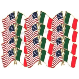 7/8 Inch American and Italian Flag Lapel Pin - Package of 12, Poly Bagged