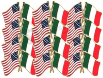7/8 Inch American and Italian Flag Lapel Pin - Package of 12, Poly Bagged