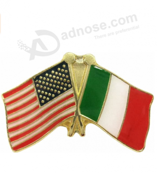 Bandiere Incrociate - Stati Uniti d'America e Italia - Spilla Smaltata