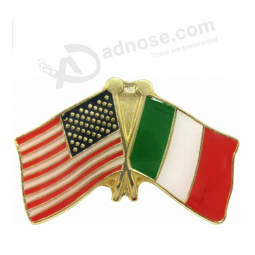 Crossed Flags - United States of America and Italy - Enamel Pin