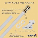 Tangle Free Spinning Flag Pole Alluminio 6FT Kit resistente al vento senza ruggine durevole