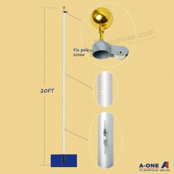 Nuovo kit asta portabandiera sezionale per impieghi gravosi da 20 piedi Palla d'oro