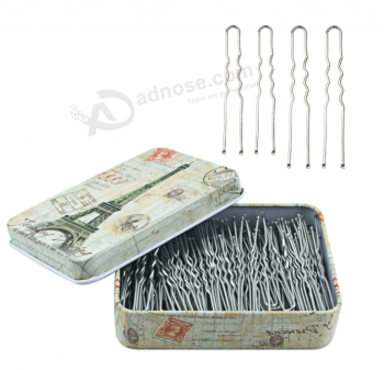 200 stks U-vormige haarspelden zilver met schattige behuizing, haarspelden voor broodjes, premium haarspelden voor kinderen, meisjes en vrouwen, ideaal voor alle haartypes