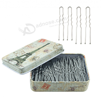 200pcs U Shaped Hair Pins Silver with Cute Case, Hairpins for Buns, Premium Bobby Pins for Kids, Girls and Women, Great for All Hair Types