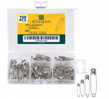 Spille da balia Wenrook assortite in confezione da 4 misure da 150 - Robusto acciaio nichelato, resistente alla ruggine, confezione di varietà per impieghi gravosi, perfetta per i