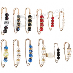 12 piezas de broche de perla Juego de alfileres de suéter alfileres de chal Perla de imitación alfileres de seguridad para mujeres niñas ropa vestidos decoración accesorios,12 esti