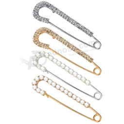 4 Piezas Broche de Mujer Alfileres Suéter Chal Clips Broches de Cristal Sintético y Perlas, 2 Estilos Oro, Plata
