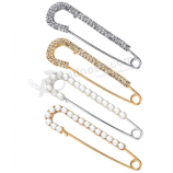 4 Stuks Vrouwen Broche Pins Trui Sjaal Clips Faux Kristal en Parel Broches, 2 Stijlen Goud, Zilver