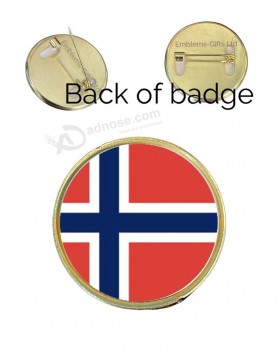 Norwegen Flagge 27mm Metall Revers Anstecknadel Abzeichen gewölbter Einsatz
