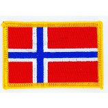 DRAPEAU DE LA NORVÈGE ÉCUSSON EN FER SUR NOUVEAU BRODÉ