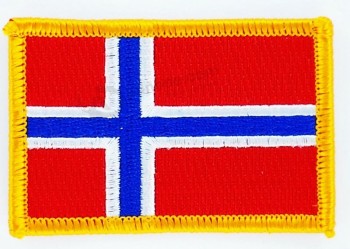 DRAPEAU DE LA NORVÈGE ÉCUSSON EN FER SUR NOUVEAU BRODÉ