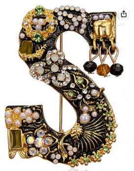 BELLA-Bee Perle Initiale Lettre Broche Plaqué Or Épingles Cristal Strass Alphabet Broche Épingles pour Femmes Cadeaux Bijoux