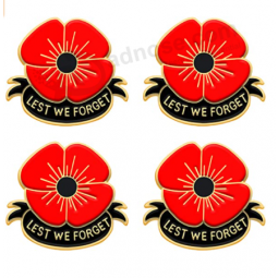 GUO Rotes Metall Mohn Blume Anstecknadeln Brosche handgemachte Kunsthandwerk Emaille Blume damit wir nicht vergessen für Frauen Männer Veteranen Tag Gedenktag Gedenktag Geschenke T