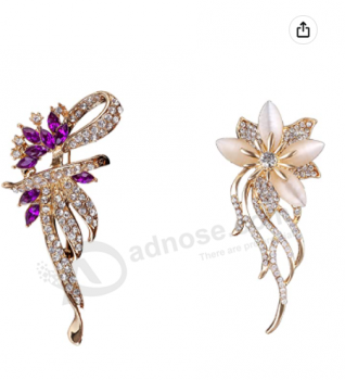 2PCS fleur broche épingles pour femmes mode strass cristal broches épingles