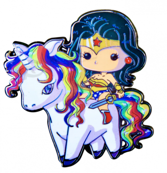 Super Hero Woman Riding Unicorn Enamel Pin - 2 Inch Zinc Alloy Lapel Pin, Cute Gift For Her