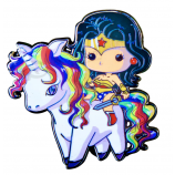 Super eroe donna equitazione unicorno smalto Pin - 2 pollici in lega di zinco spilla, regalo carino per lei