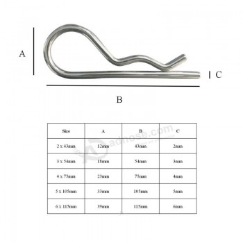R Clips for Securing Clevis Pins, Bright Zinc Plated, Retaining Split Beta Pins