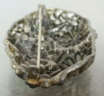 大型复古艺术风格/装饰时代多色莱茵石胸针古董别针