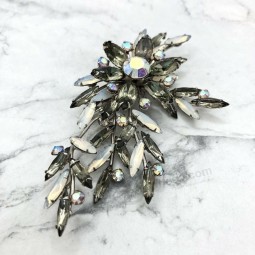 VTG JUDY LEE O BEAU JEWELS GRIS SMOKE BROCHE GRANDE DE 4