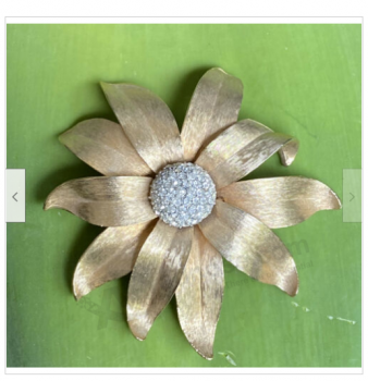 VINTAGE LARGE GORGEOUS RHINESTONES MARVELLA FLOWER BROOCH PIN