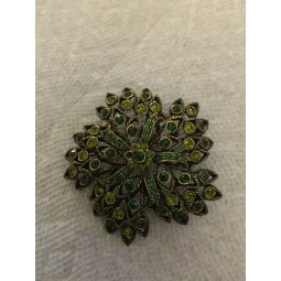 PIN DE FLOR DE DIAMANTES DE IMITACIÓN VERDE SELINI GRANDE VINTAGE