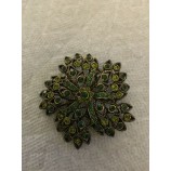 VINTAGE GROTE SELINI GROENE STRASS BLOEM PIN