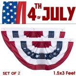 American Flag Bunting Patriotic Pleated Half Fan Flag USA Porch Red White and Blue Bunting for 4th of July, Veterans Day