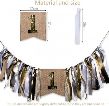 Striscione di 1 ° compleanno del bambino - Ins Style Golden series Theme Pull Flag Striscione per seggiolone Banner personalizzato per la decorazione della festa di compleanno del