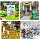 saisonale Gartenflaggen Set von 12 doppelseitigen Winter Valentinstag Gartenflagge, kleine Hofflagge für Urlaub Außendekorationen 12,5x18 Zoll