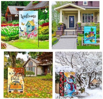 saisonale Gartenflaggen Set von 12 doppelseitigen Winter Valentinstag Gartenflagge, kleine Hofflagge für Urlaub Außendekorationen 12,5x18 Zoll