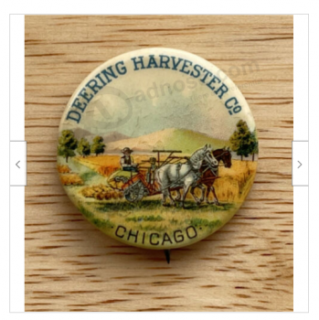 Vintage Deering Harvester CO. PIN zurück Knopf für landwirtschaftliche Geräte SIEHE Bilder
