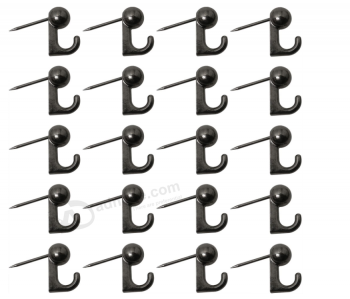 푸시 핀 걸이 20PCS 블랙 아연 합금 라운드 헤드 푸시 핀 그림 후크 장식 푸시 핀 엄지 압정 그림 매달려 손톱 벽 걸이