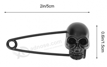 6 piezas de alfileres de seguridad de cabeza de calavera negra alfileres de seguridad de calavera de aleación de zinc conectores de cabeza de calavera punk dijes para mantas bufand