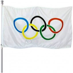 Bandera de los Juegos Olímpicos 3x5 FT - Los anillos olímpicos internacionales celebran la decoración al aire libre de la bandera interior con ojales de latón