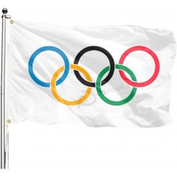 Venta al por mayor 2022 Juegos Olímpicos Bandera 3x5 pies, Juegos Olímpicos de Invierno Anillos Internacional Celebrar Decoración Al Aire Libre Banner Interior