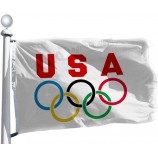 Olympic Games Flag 3x5 Foot, Vivid Color and Fade Proof,Olympic Rings flag with Brass Grommets Decoration Gift Yard House Banner