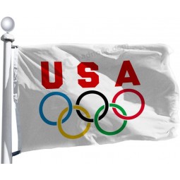 Olympic Games Flag 3x5 Foot, Vivid Color and Fade Proof,Olympic Rings flag with Brass Grommets Decoration Gift Yard House Banner