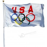 2022 Bandiera olimpica degli Stati Uniti 3x5ft Giochi Olimpiadi invernali Anelli di decorazione Banner con tela Intestazione Gommini all'aperto