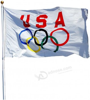 2022 USA Olympic flag 3x5ft Winter Olympics Game Decoration Rings Banner with Canvas Header Grommets Outdoor