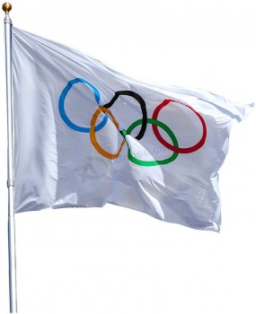 Bandiera olimpica 2022 3x5ft Olimpiadi invernali Anelli di decorazione del gioco Banner con tela Intestazione Gommini all'aperto