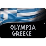Olympia Grecia Bandera de diseño griego 12x18 inc Aluminio decorativo Wall Street Letrero