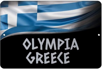 Olympia Greece Greek Design Flag 12x18 inc Aluminum Decorative Wall Street Sign