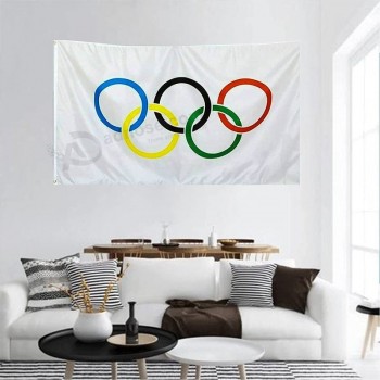 Olympische Spiele Flagge 3x5 FT - Olympische Ringe