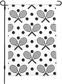 Tennis Racket Garden Flags Burlap Double Sided For Outside House Yard Flags 12"X 18"