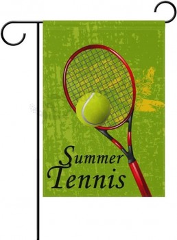 Double face d’été sports temps tennis et balle polyester jardin drapeau bannière 12 x 18 pouces pour la maison extérieure jardin fleur pot décor